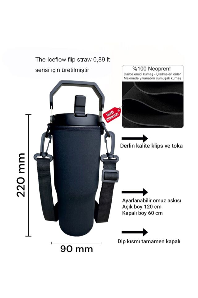 Mela Fish Flip Straw Neopren Termos Kılıfı 0,89lt