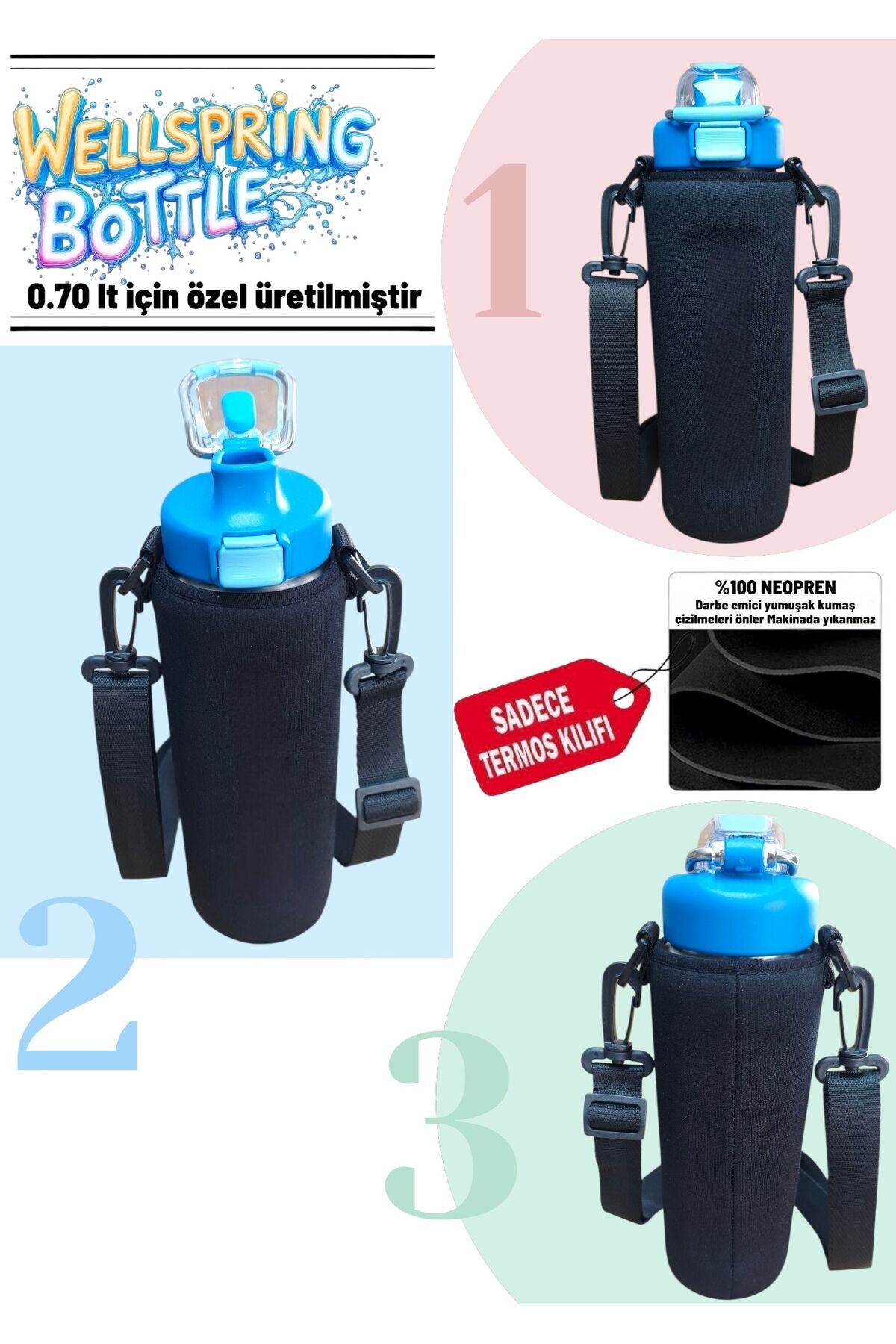 WELLSPRING BOOTLE 0.70 lt Neopren Termos Kılıfı Ve Omuz Askısı
