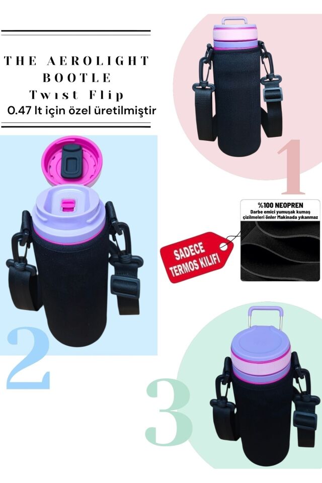 The Aerolight Twinst Flip 0.47 Lt Neopren Termos Kılıfı ve Omuz Askısı