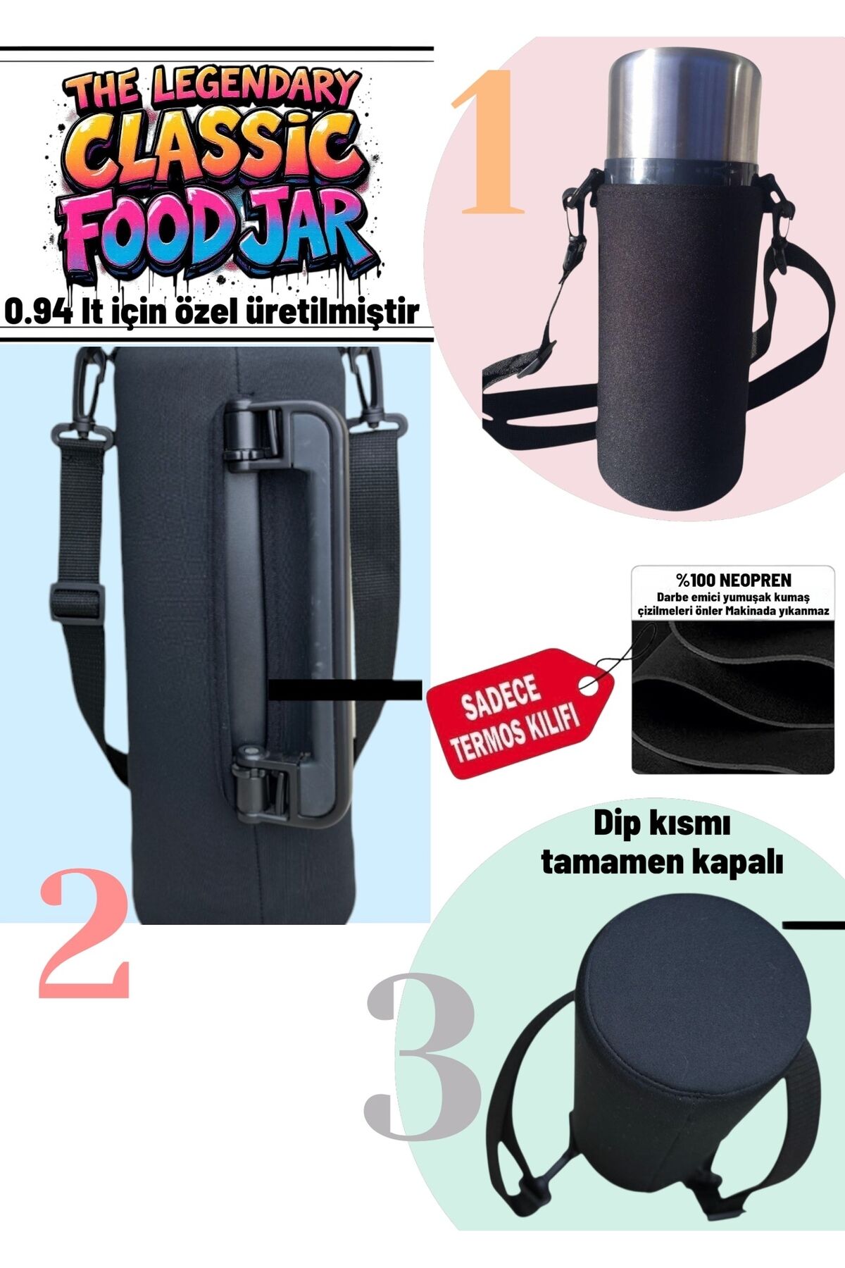 0.94 fodjar neopren termos kılıfı ve Omuz Askısı