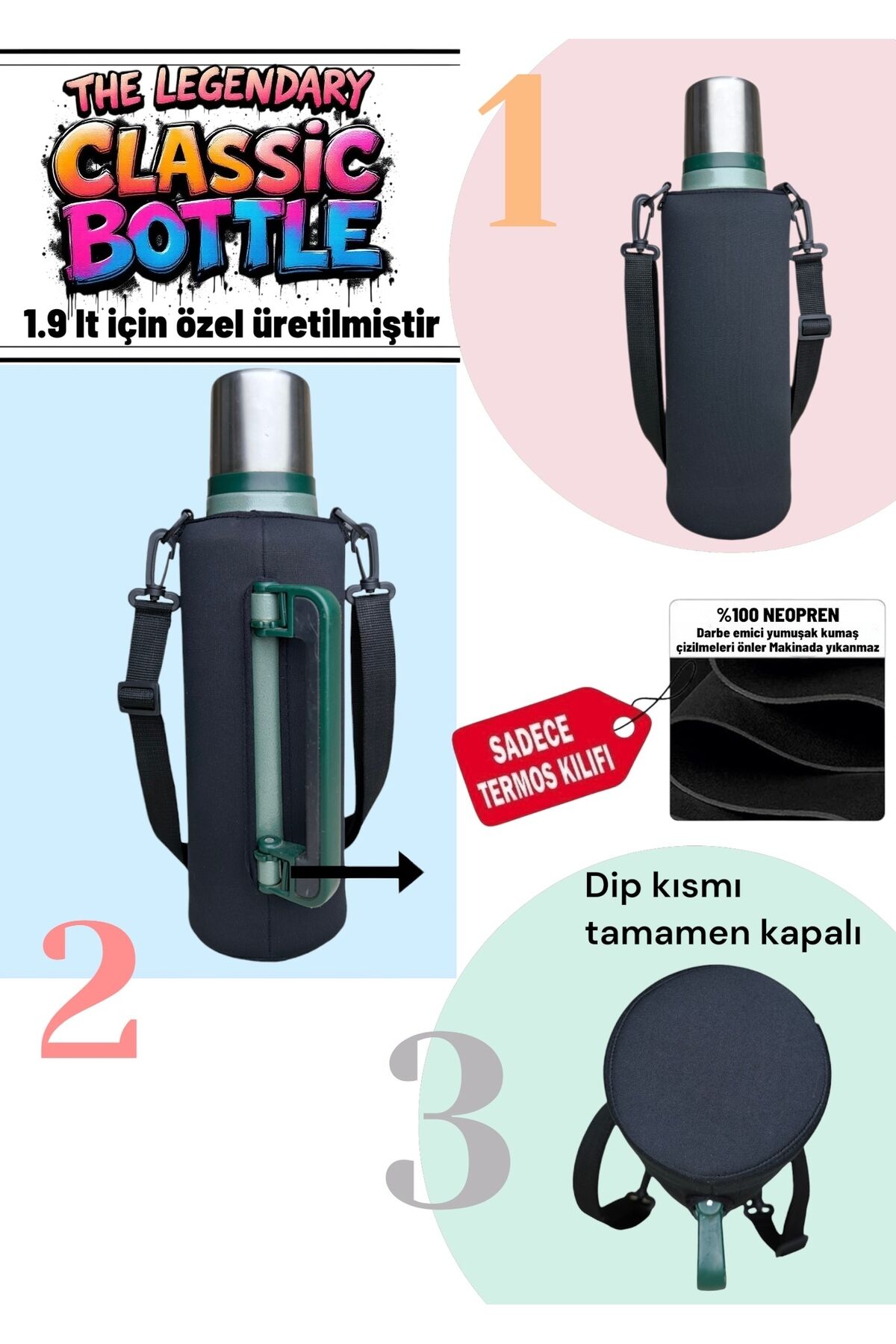 Klasik 1,9 lt Neopren Askılı Termos Kılıfı
