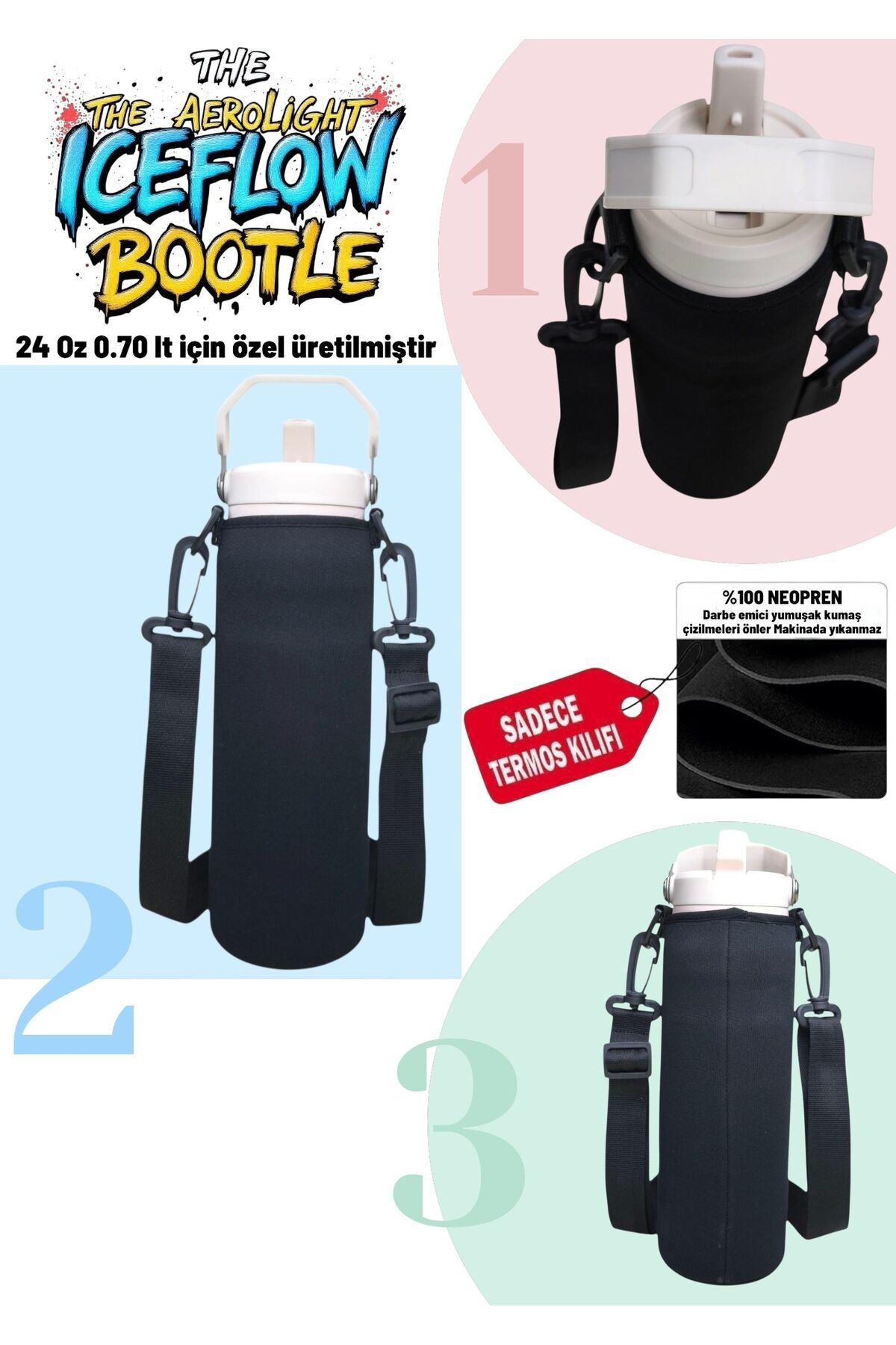The aerolight Iceflow BOTTLE 24 Oz 0.70 litre Askılı Termos Kılıfı