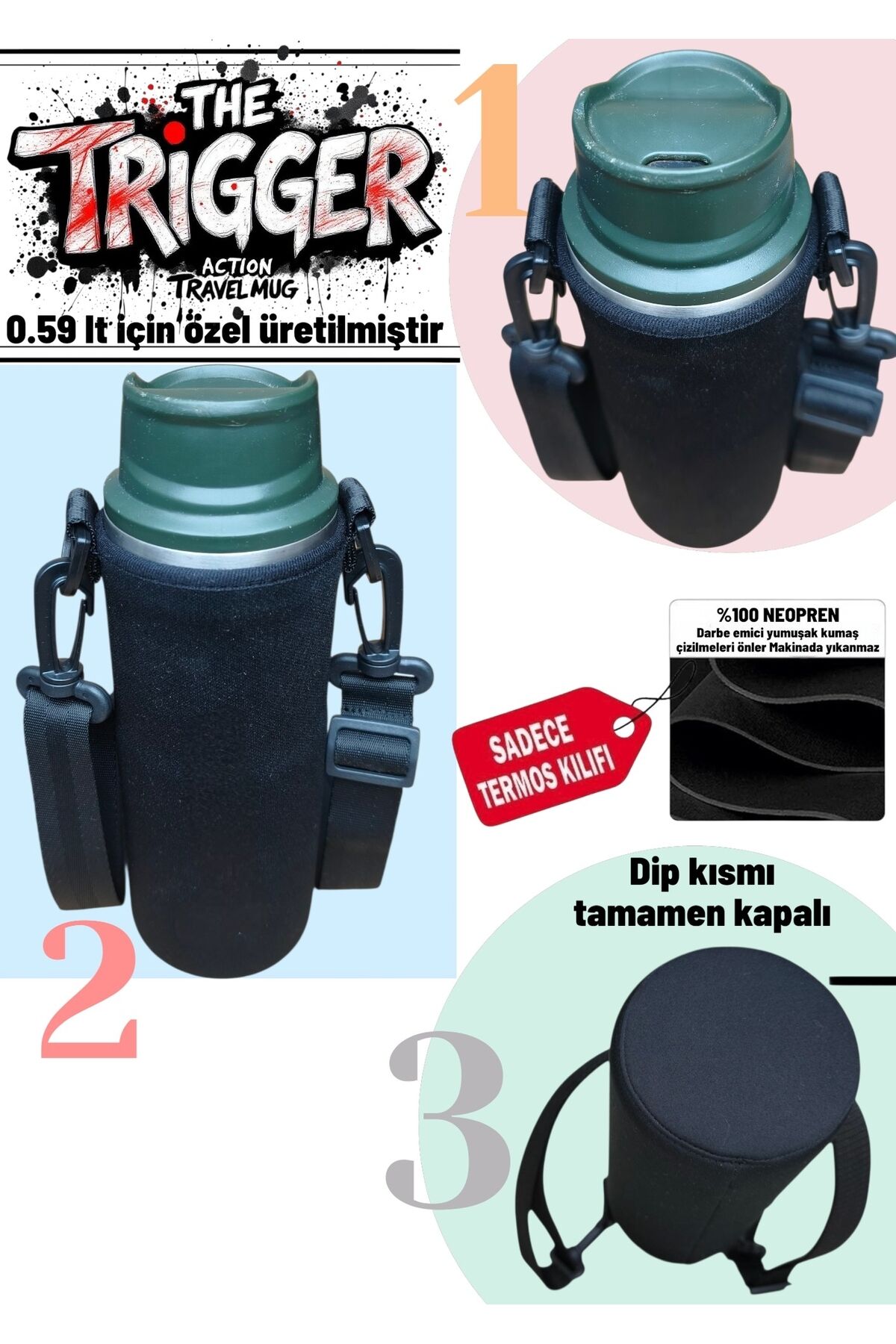 Trigger Action 0,59 lt Neopren Askılı Termos Kılıfı