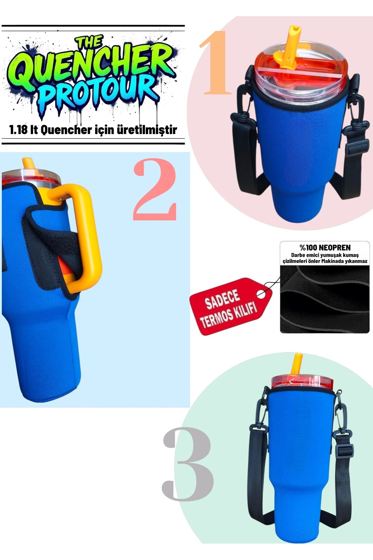 Quencher Pipetli 1.18 LT Neopren Askılı Termos kılıfı